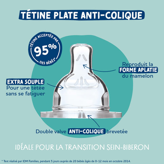 Dodie Biberon Tétine Plate Anti-Colique 330mL - Débit 3 - AIR