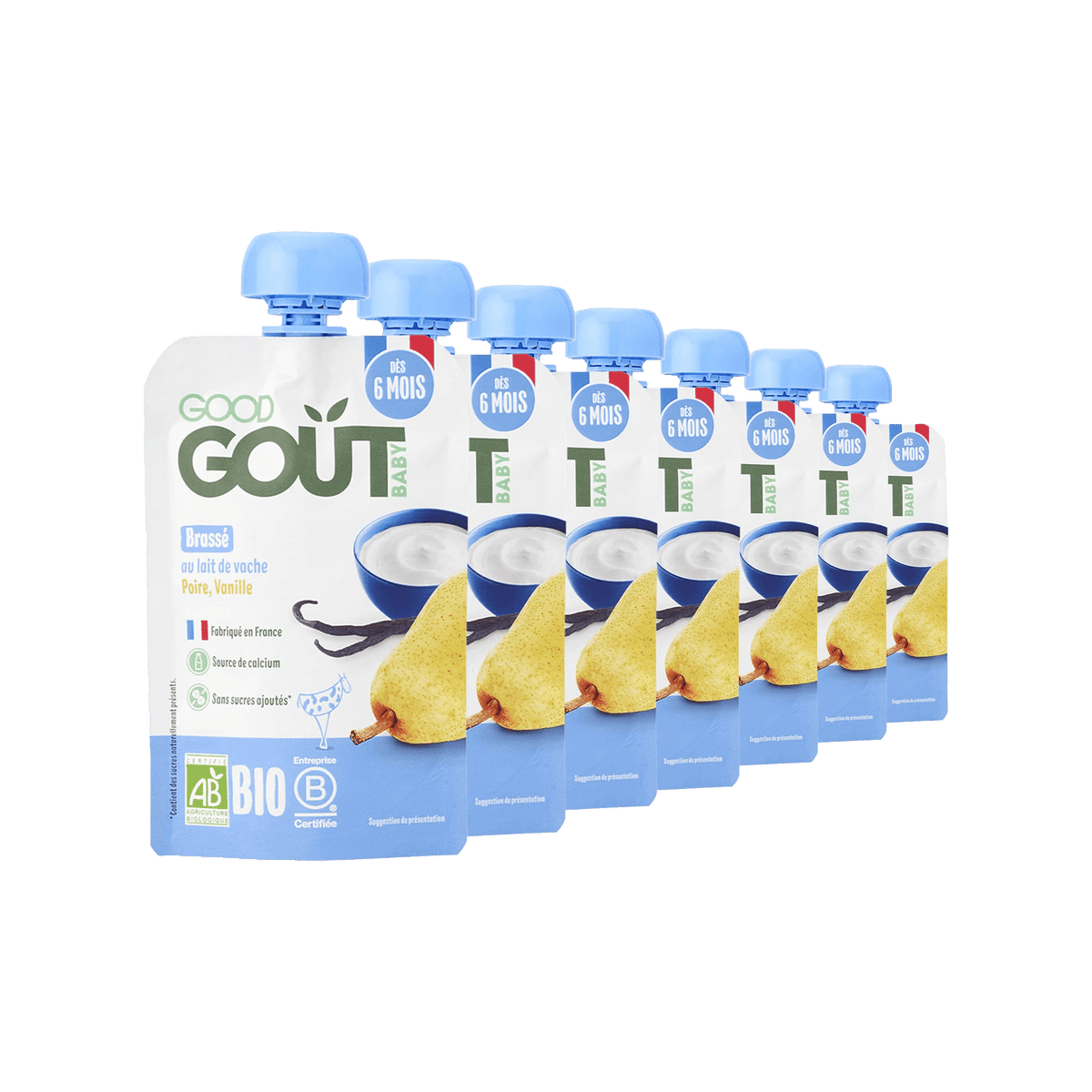 Good Gout Brassé au lait de vache poire vanille 7 x 90gr.
